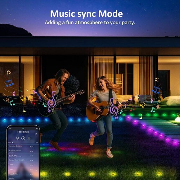 100FT Smart‎ Outdoor Ground Lights – RGB Color-Changing, App & Remote Control - Picture 4 of 6